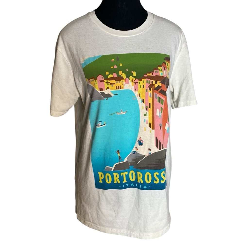 DISNEY Men’s Porto Rosso Graphic White T-Shirt Luca Uncle Ugo Pixar Italy Small